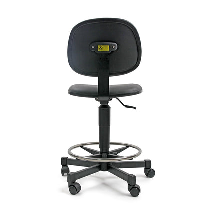 SigmaForce Ergonomic PU Leather Drafting Chair, 21"-31" Adjustable Height, 18" Footring, Padded Sponge Seat, 300 lb Capacity, Comfortable Back Support Task Stool for Lab, Workshop and Home Office