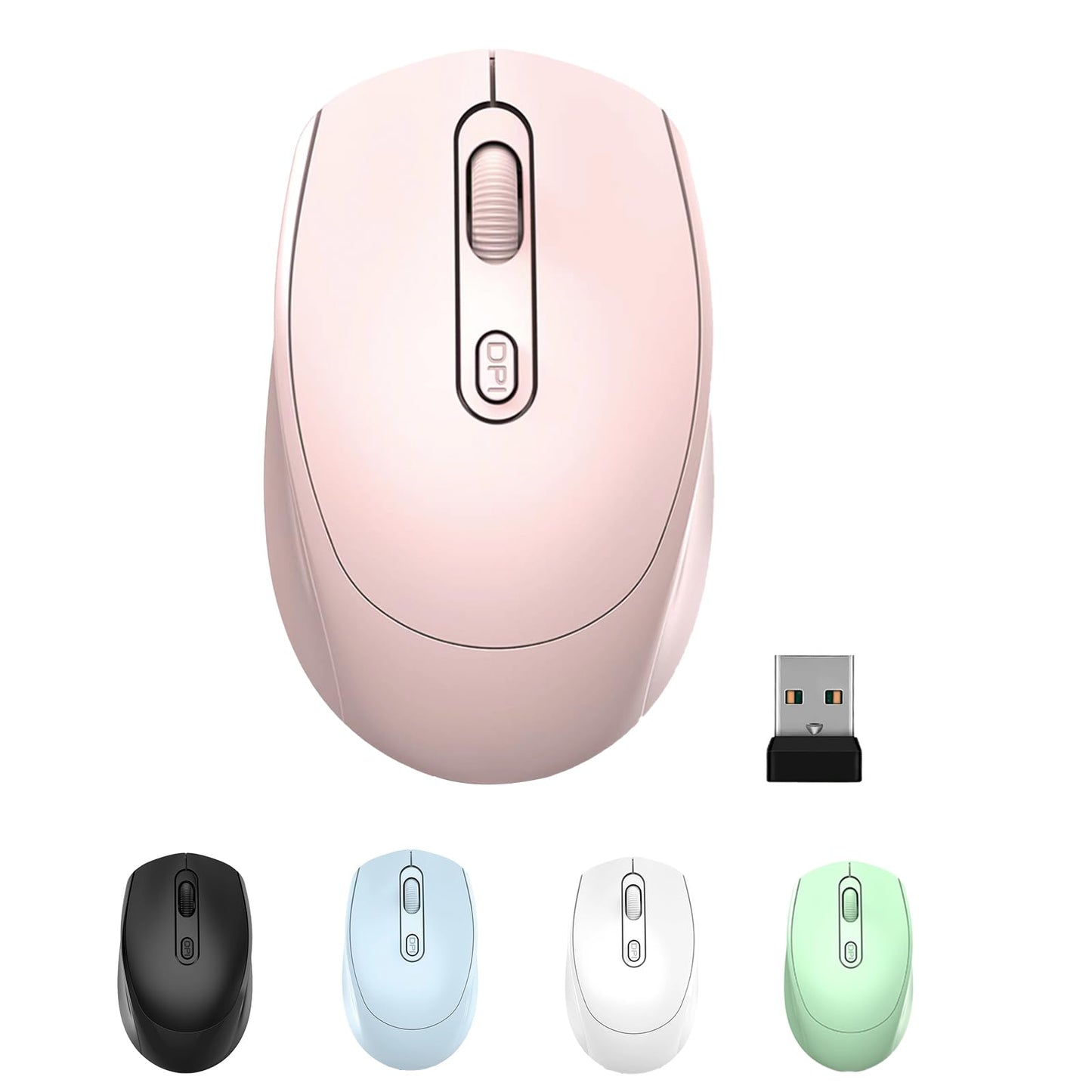 ONE-UP Wireless Mouse, 2.4G, Silent, USB Nano Receiver, for Laptop, Chromebook, PC, Mac, Windows and School Work (Black)