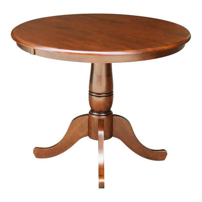 International Concepts 36" Solid Wood Round Top Dining Table in Espresso