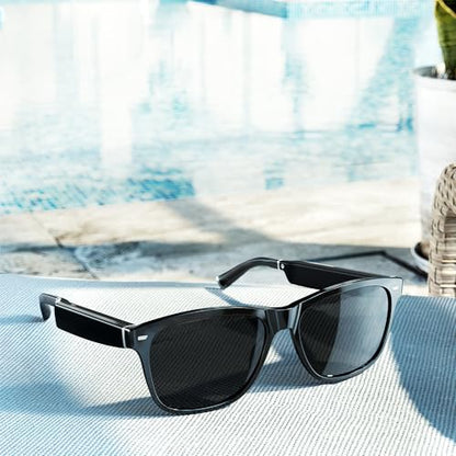 Amazon Echo Frames, an Alexa device (newest model), Smart glasses with Alexa, Modern Rectangle frames in Charcoal Gray with polarized sunglass lenses