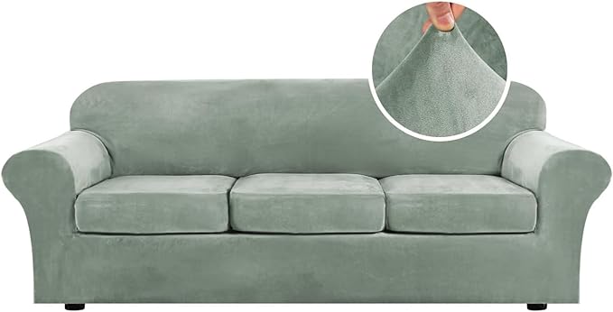 H.VERSAILTEX High Stretch Sofa Slipcover 4 Piece Cover Velvet Furniture