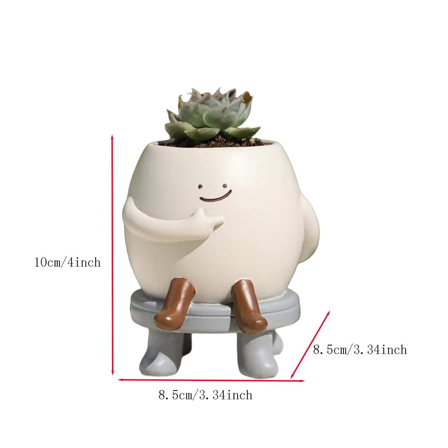 Lxiioae Smile Face Planter Pot Cute Face Planter Pot Funny Sitting on Chair Flower Succulent Pot with Drainage Hole