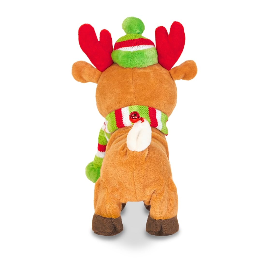 Cuddle Barn | Tooty Rudy - Farting Reindeer Toy | Christmas Plush Walks, Shakes Tail, Makes Fart Noises - Sings We Wish You a Smelly Christmas | White Elephant Gift for Adults, Teens, Kids - 10 Inches
