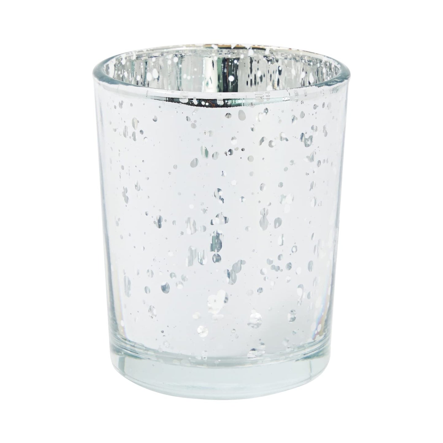 Juvale 24-Pack Silver Mercury Glass Votive Candle Holders - Event & Home Ambience with Tea Lights & Flameless Candles - Glass Votive Holders for Tabletop Displays - 2.6" H x 2.2" W