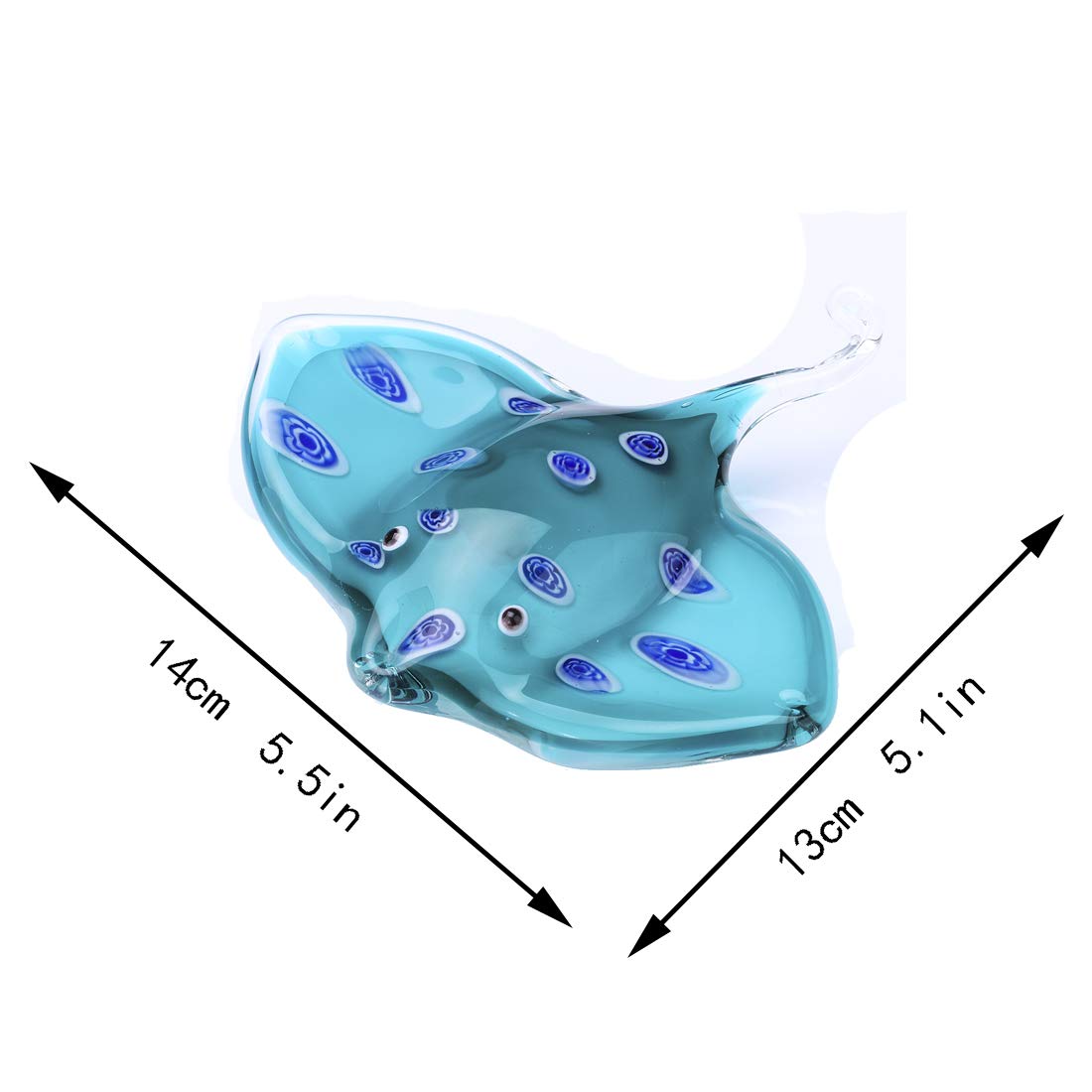 QFkris Glass Ray Fish, Handmade Crystal Manta Ray, Glass Stingray Cute Sea Animal Figurine, Art Home Decor