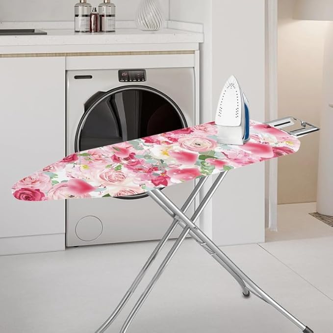 Pink Rose Flower Ironing Board Cover Watercolor Valentine's Day Roses 15x 54