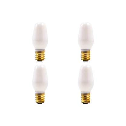 SYLVANIA Incandescent 7W C7 Nightlight Bulb, Dimmable, Candelabra Base, Frosted Finish, 2850K, Warm White - 4 Pack (13544)
