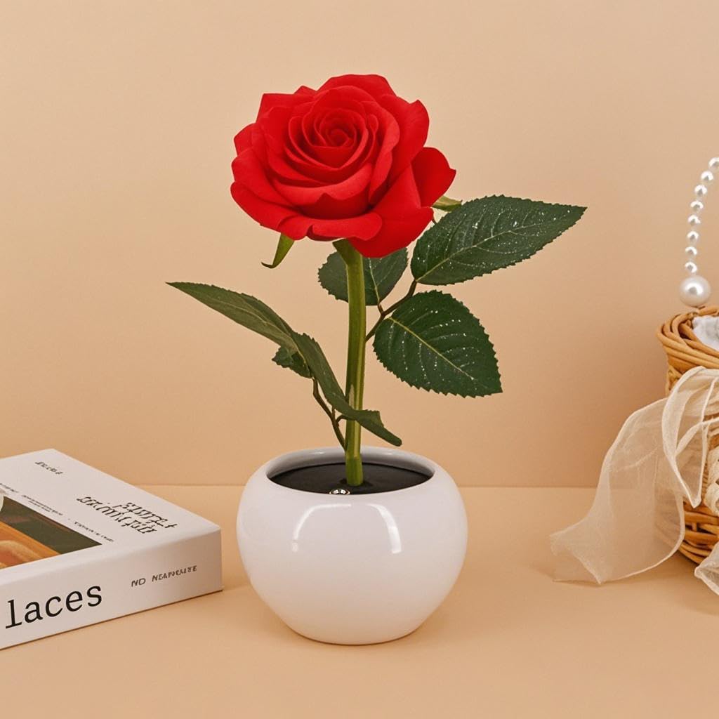 Naimo Artificial Flower Night Light Rechargeable LED Night Lamp Rose Table Lamp for Bedroom Living Room Birthday Party Desktop Home Decor
