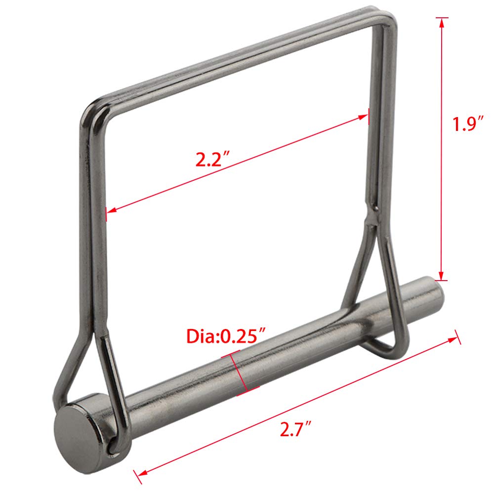 2 Pack Extended Square Safety Coupler Pin 1/4" x 2-3/4"(6.3mm x 70mm), Full Marine Grade 316 Stainless Steel Heavy Duty Shaft Locking Pin