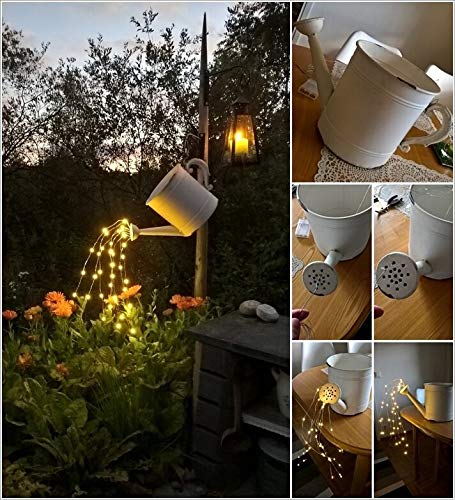 Soltuus Solar Powered Fairy Lights, 180 LEDs Multi Strand String Lights for Watering Can Outdoor, Waterproof Solar Waterfall Lights, Warm White Firefly Bunch Lights