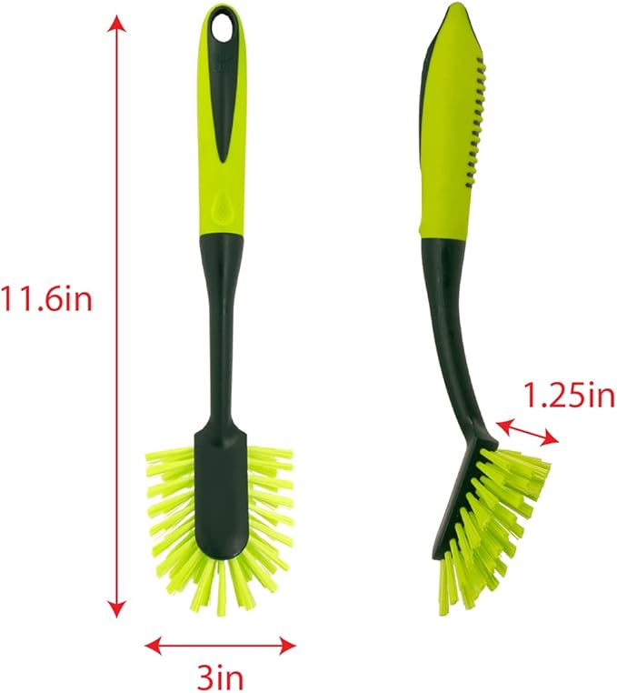 Pine-Sol Long Handle Dish Brush – Heavy Duty Bristle Kitchen Scrubber, Safe