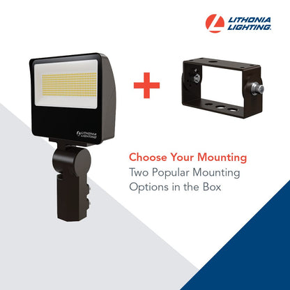Lithonia Lighting All-in-One LED Flood Light, Waterproof LED Outdoor Light Fixture with Adjustable Brightness and Color Temperature, Yoke or Slipfitter Mount Dusk to Dawn Outdoor Lighting, UVOLT