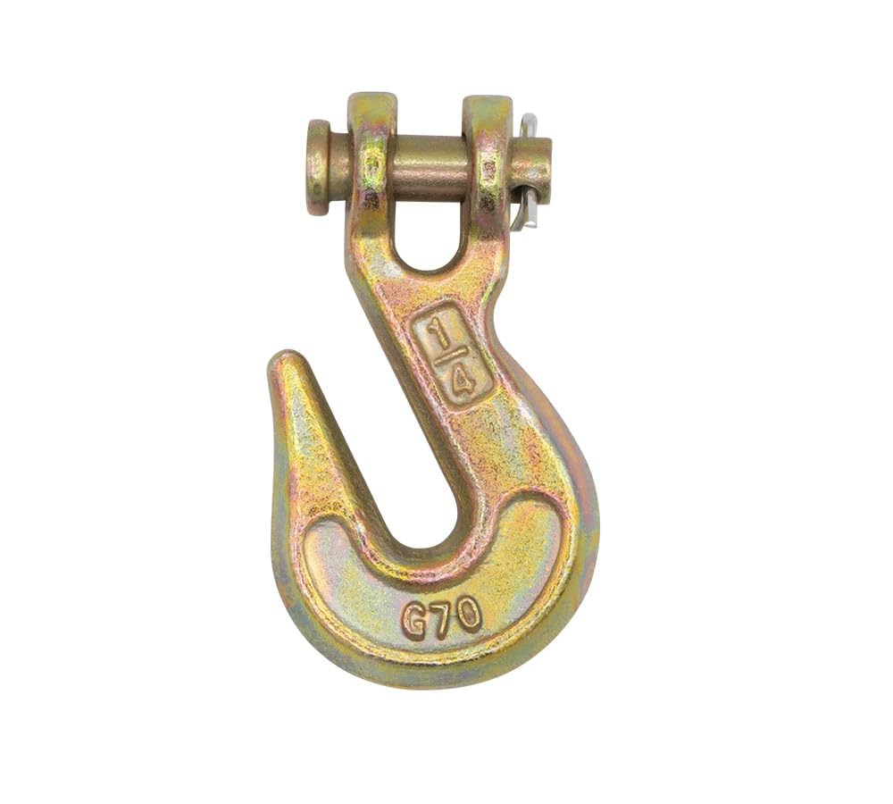 Mytee Products 10 Pack 1/4" Grade 70 Clevis Grab Hooks - 11660 lbs Breaking Strength Forged Steel - Chain Grab Hook for Truck Tractor Flatbed - Heavy Duty Grab Hooks for Lifting, Rigging, Forklift