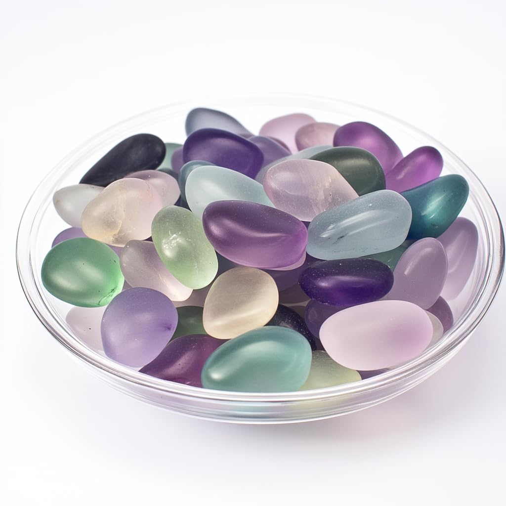 SigMntun Tumbled Stone Set Fluorite Crystals, Handpicked Tumbled Gemstones Rocks, Pebbles for Reiki, Chakra, Healing, Home Decor 0.6" Inches 7 Ounces