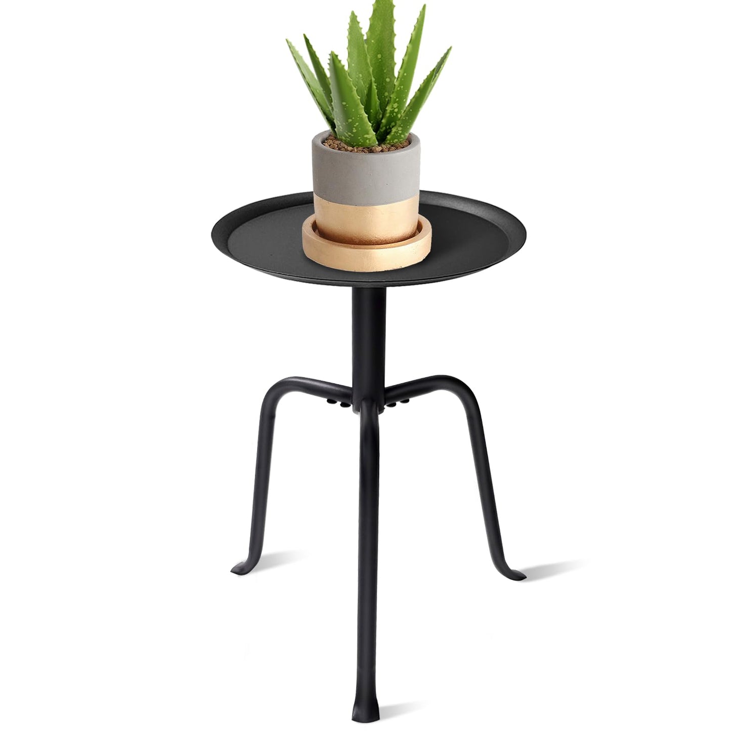 Uniqcovosa Plant Stand Indoor, Mid Century Single Plant Table, 3-Leg Minimalist Heavy Duty Metal Tall Flower Pot Stand, Modern Round Small Side End Table with Raised Design