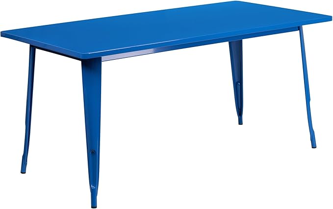 Flash Furniture Charis Commercial Grade 31.5" x 63" Rectangular Blue Metal