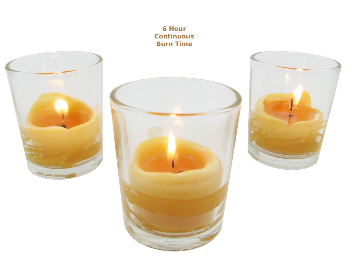 Beeswax Candle Works, 10-Hour Votives (Pack of 24) 100% USA Beeswax