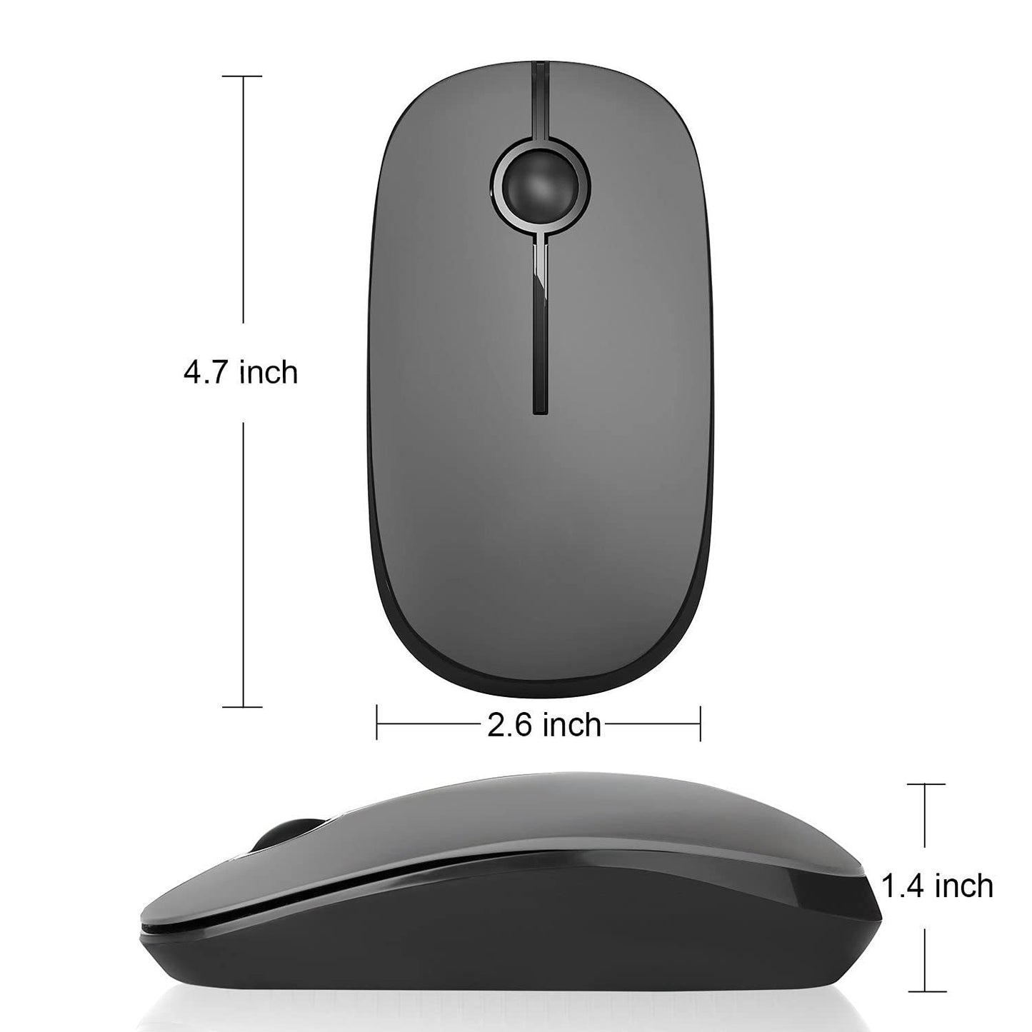 VssoPlor Wireless Mouse, 2.4G Slim Portable Computer Laptop Mouse with Nano Receiver Quiet Silent Optical Mice for Notebook, PC, Laptop, Computer-Black and Gold