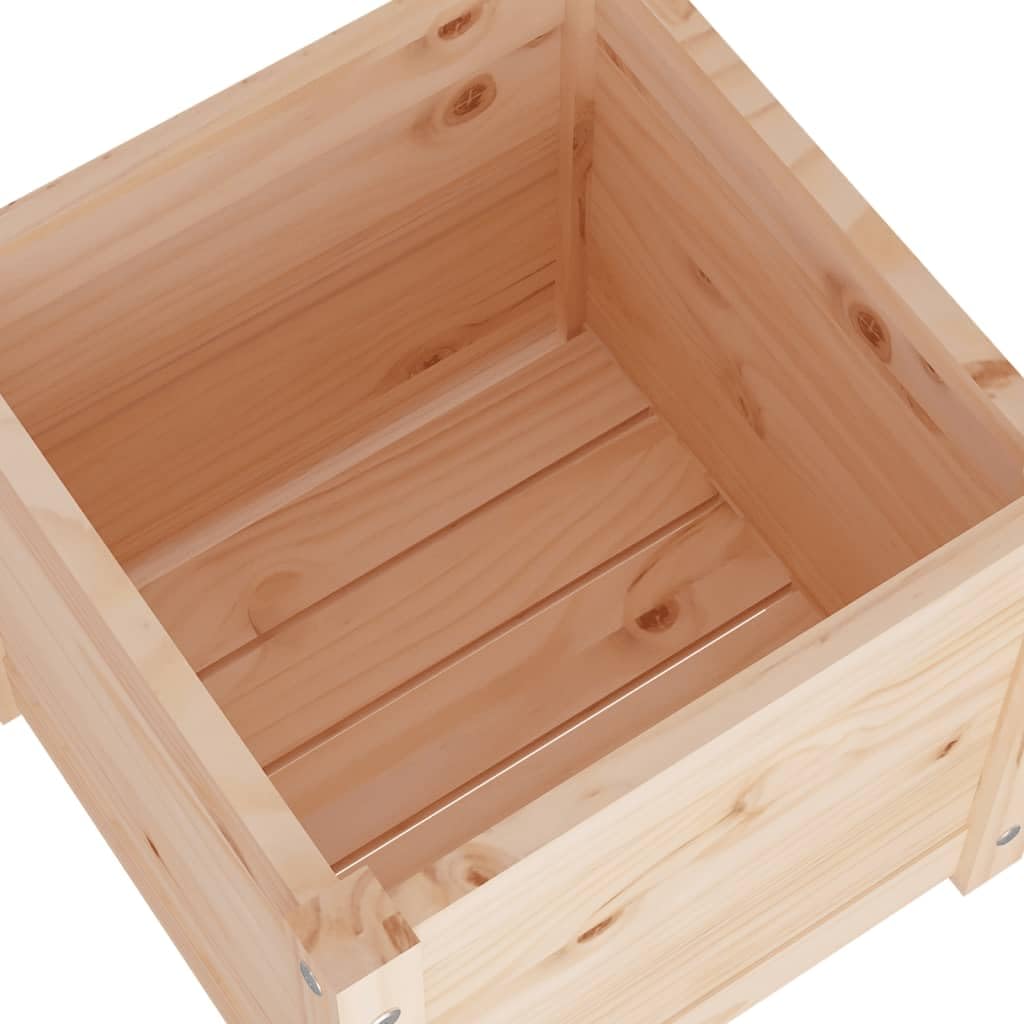 Xolmizyn Set of 2 Square Wooden Planters, 15.7-inch Solid Pine Wood Plant Boxes for Outdoor Garden, Patio, and Indoor Living Room Decor