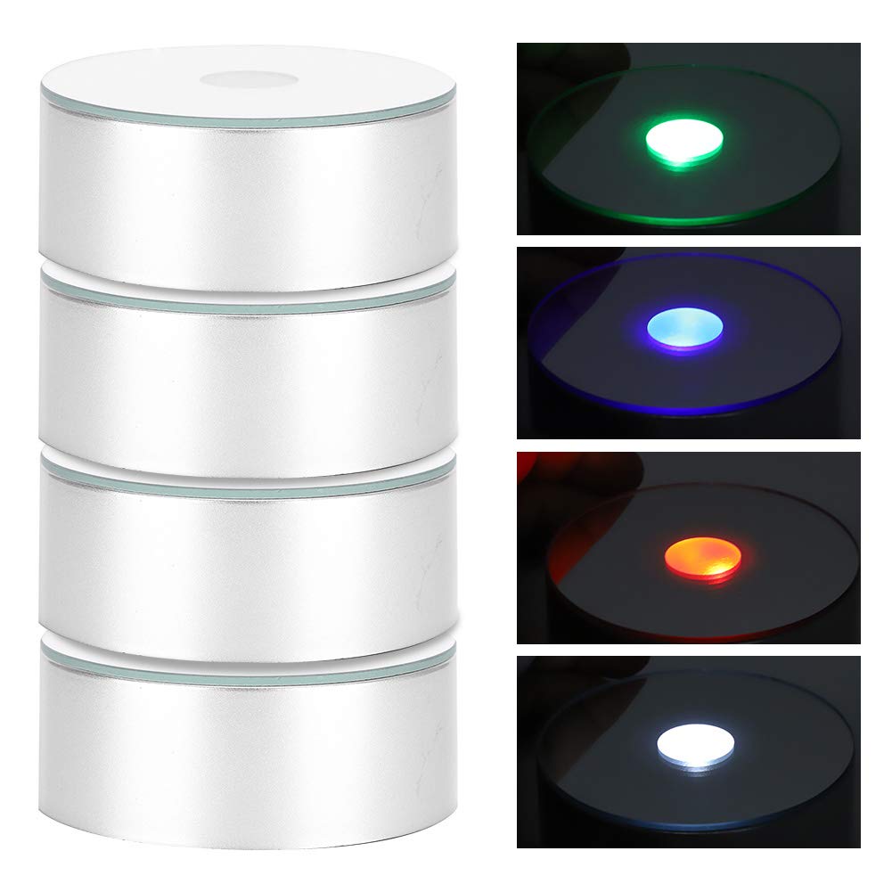 4Pcs Light Base,Multicolor Changing Usb Power Light Display Base Show Stand Display Holder With Sensitive Touch Switch For 3D Crystal,Crystal Ball,Art Glass,Jewelry (Silver)