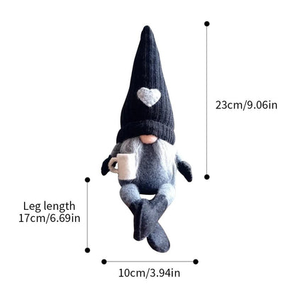 JstDoit 2 Pcs Coffee Gnomes Plush Bar Decor, Handmade Swedish Tomte Gnomes Gifts Farmhouse Scandinavian Figurine Gnome for Home Kitchen Coffee Station Table Shelf Decor
