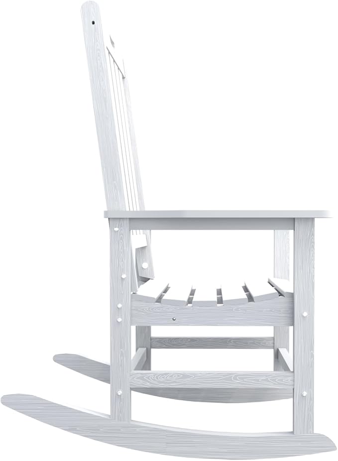 Oversized Rocking Chair Set of 2, Outdoor Rocking Chair for Adults, All Weather Resistant Porch Rocker for Lawn Garden, White