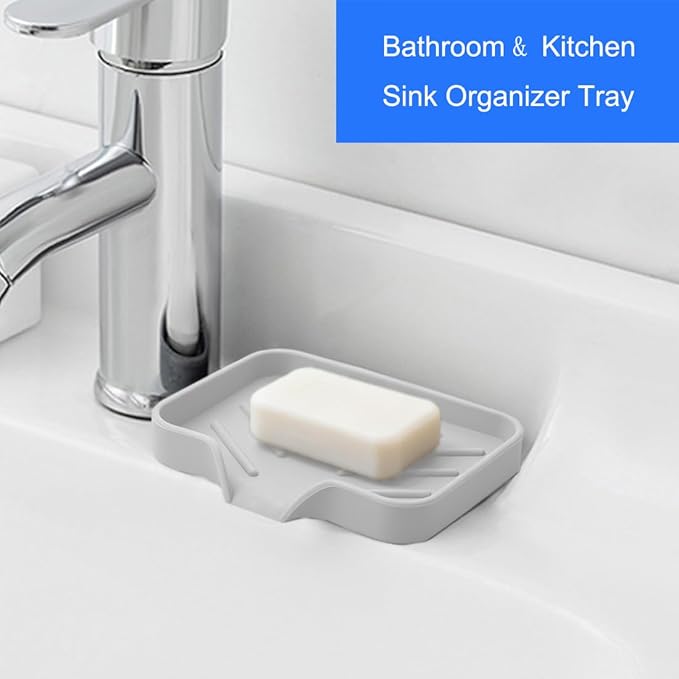 Sponge Holder with Drain Spout, Silicone Sponge Tray