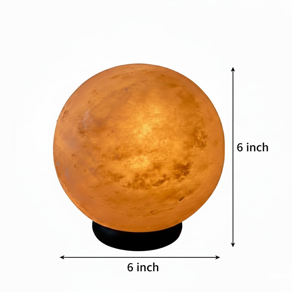 NatureBoost NB Himalayan Pink Salt Globe Shape Lamp with dimmer Switch and a Pair of Bulbs