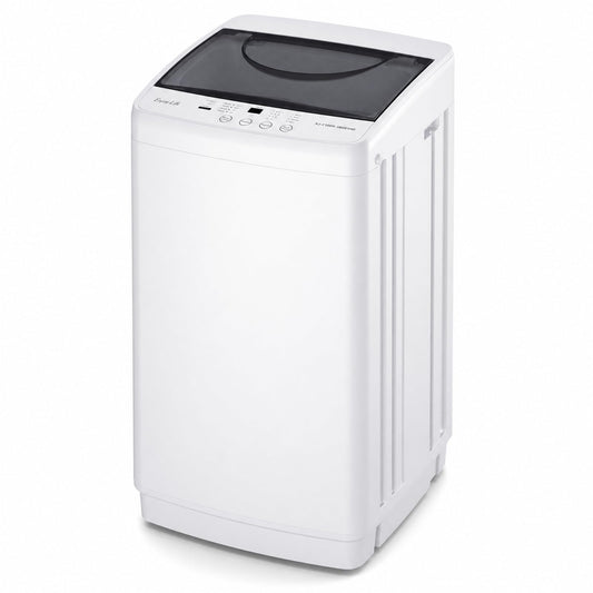NEWBULIG 1.06 Cu.Ft. Portable Washing Machine, 7.7LBS Full-Automatic Laundry Washer with Stainless Steel Drum, 10 Wash Cycles & Auto-Balance, Compact Washer for Apartment RV Dorm Camping, White