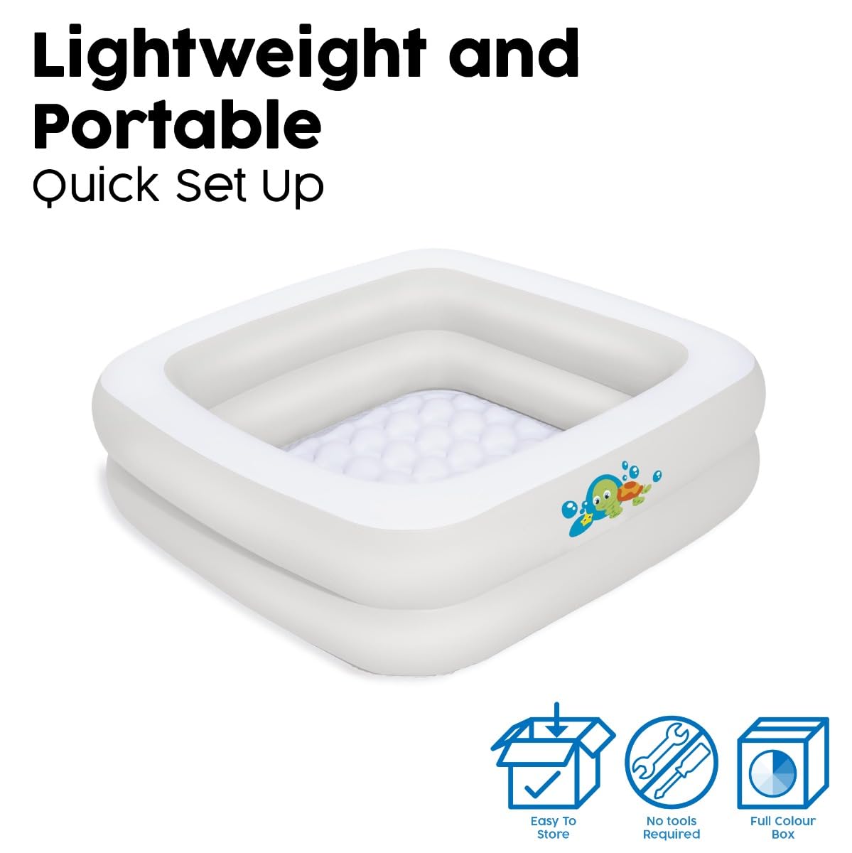 Bestway Inflatable Baby Bath Tub | Portable and Lightweight for Home and Travel, Inflatable Soft Floor, White