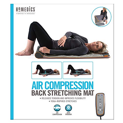 HoMedics Body Flex Back Stretching Mat with Heat, 6 Stretching Programs and 3 Intensity Levels with Removable Memory Foam Pillow for Full Body Coverage, Portable for Yoga, Athletes, Home Gym