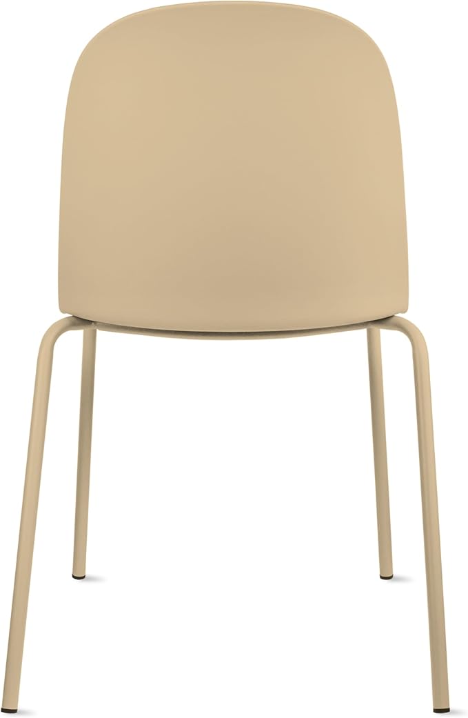 2xhome Modern Stackable Armless Dining Chair | Plastic Shell Seat with Metal Legs | Indoor or Outdoor Use | Home Kitchen Patio, Beige