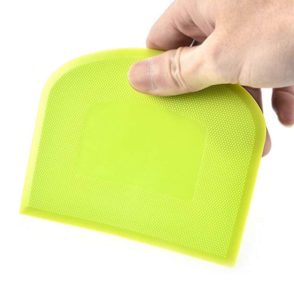 2 Pieces Dough Scraper Bowl Scraper Food-safe Plastic Dough Cutter Flexible Plastic Scraper Practical Bench Scraper Multipurpose Food Scrappers for Bread Dough Cake Fondant Icing, White, Green