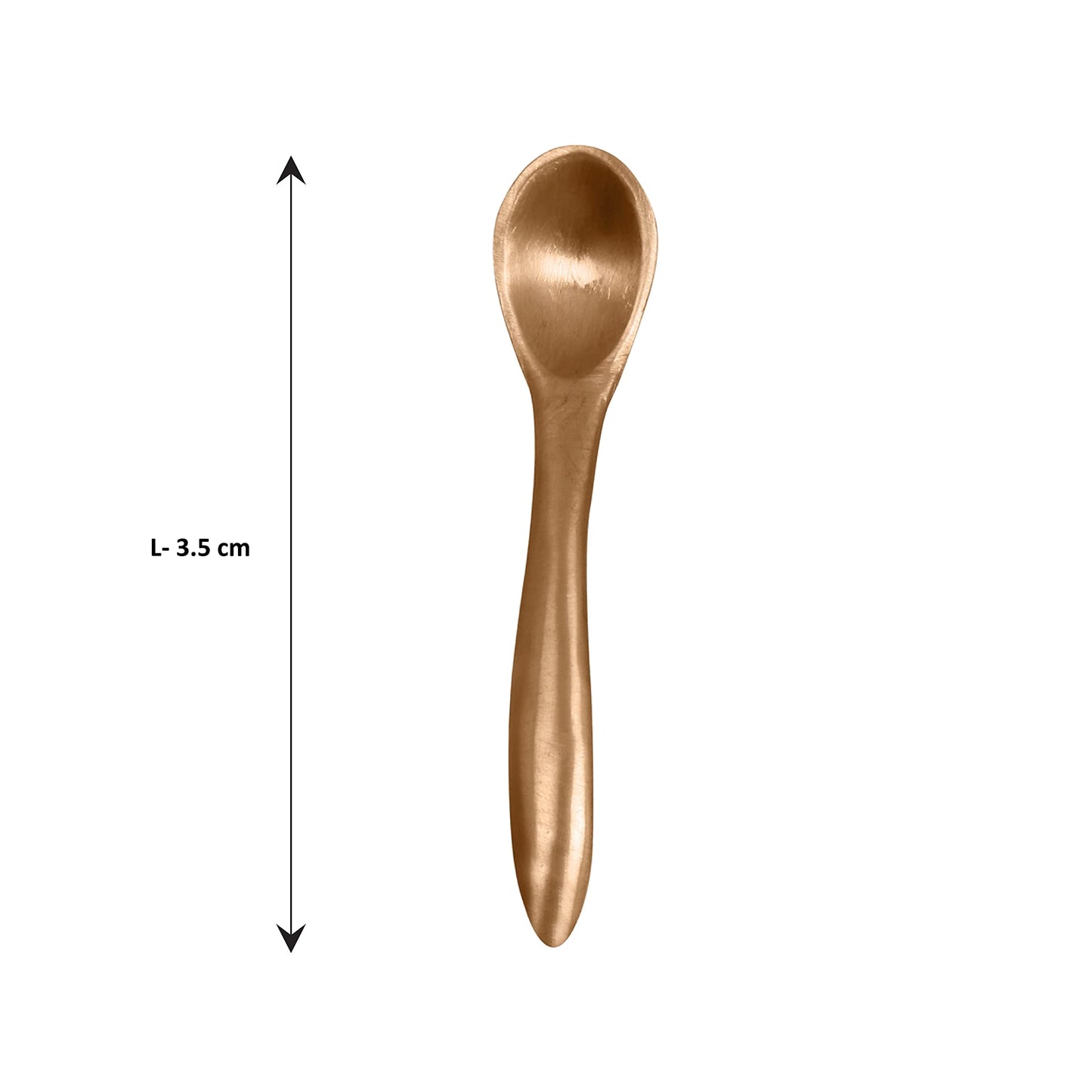 De Kulture Handmade Pure Bronze Kansa Salt Spoon, Premium Deluxe Tableware Classic Gold Burnished Utilitarian Flatware Food Grade Cutlery Set of 2, 3.5x0.5 (LW) Cms