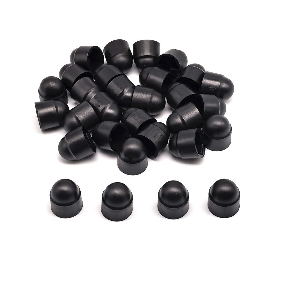 M6×10mm Hex Head Bolt Nut Protective Caps Hexagonal Screw Dome Protective Cap Covers Waterproof Decorative Cover 30 Pack (30, Black, M6*10mm)