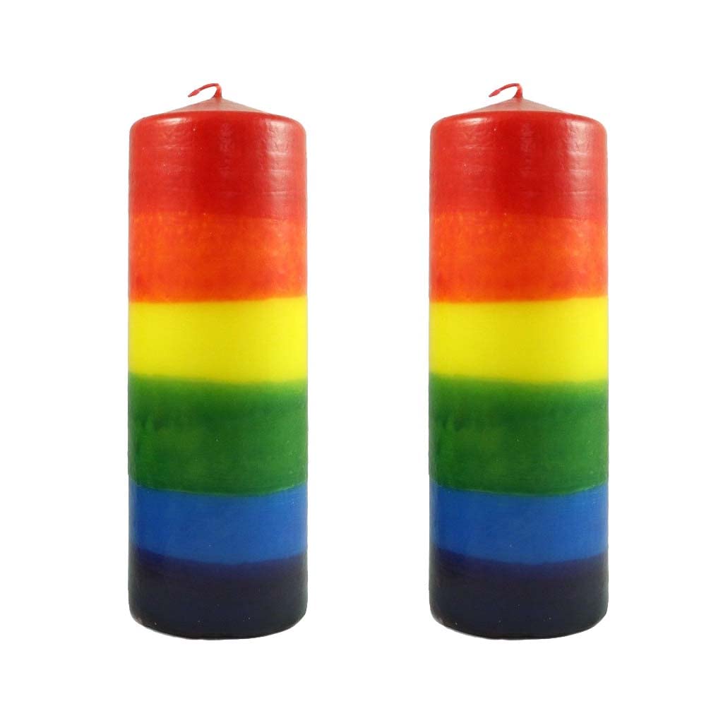 Candlestock Handmade Dripless Rainbow Pillar Candle Sets - 2 Inch and 3 Inch Diameter Pillar Candles (2x4 Pair)