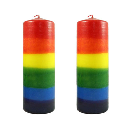 Candlestock Handmade Dripless Rainbow Pillar Candle Sets - 2 Inch and 3 Inch Diameter Pillar Candles (2x4 Pair)