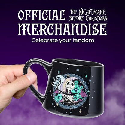 Silver Buffalo Disney Tim Burton's Nightmare Before Christmas Jack and Zero Tapered Pottery Mug, 14 Ounces