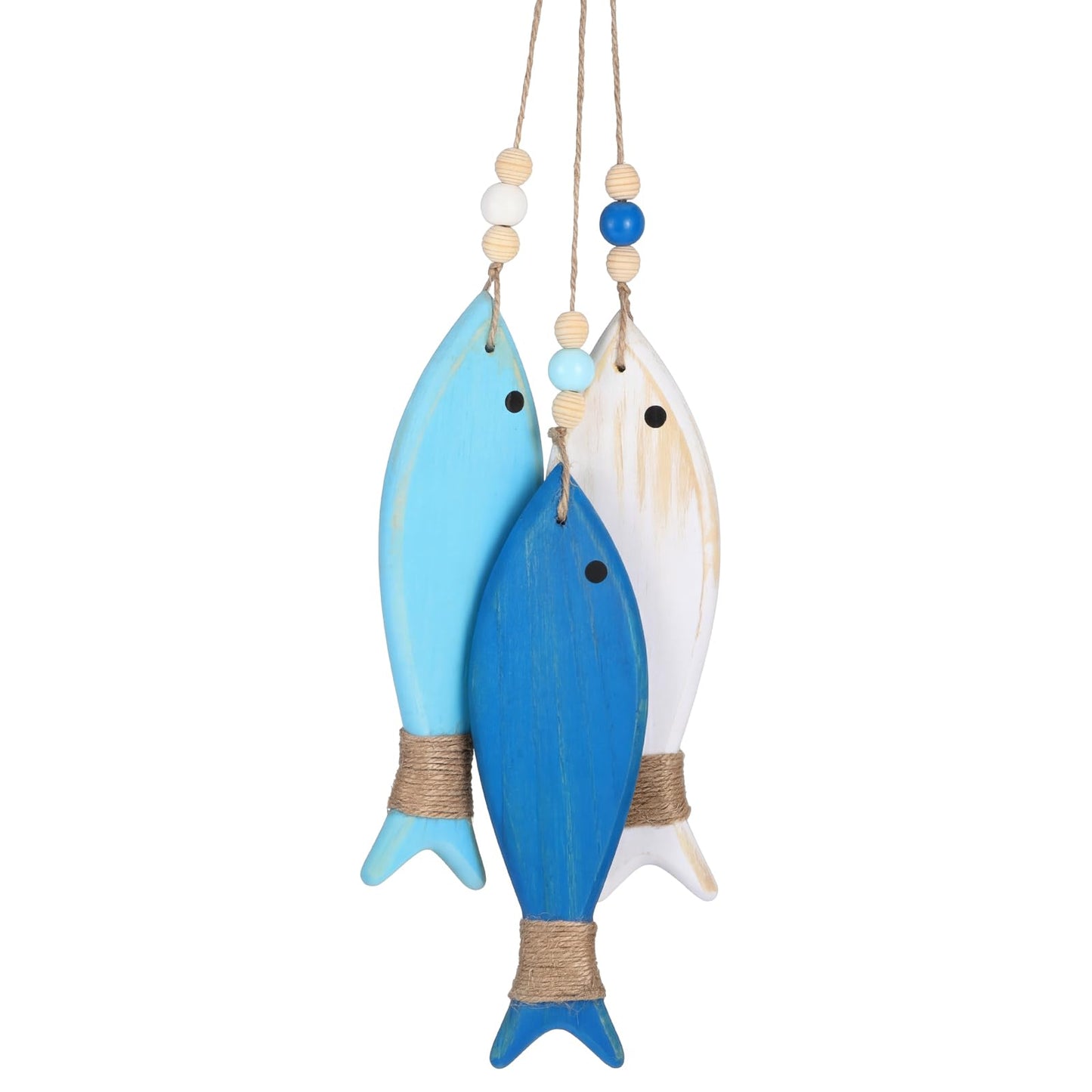 Geelin 3 Pcs Wooden Fish Wall Decor Fish Wall Art Nautical Decor Carved Hanging Beach Lake House Coastal Ornaments Wooden Fishs for Home Bathroom Bedroom Decorated