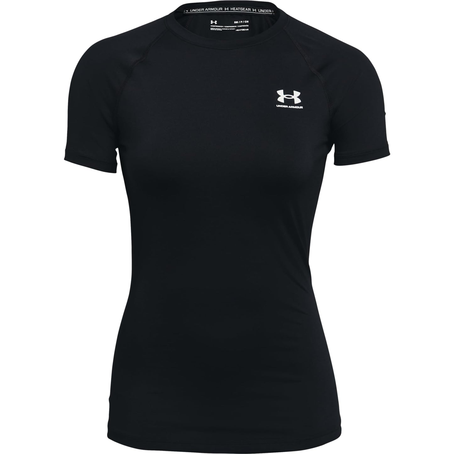 Under Armour Women's HeatGear Compression Short-Sleeve T-Shirt, Black (001)/White, Large