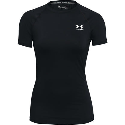 Under Armour Women's HeatGear Compression Short-Sleeve T-Shirt, Black (001)/White, Large