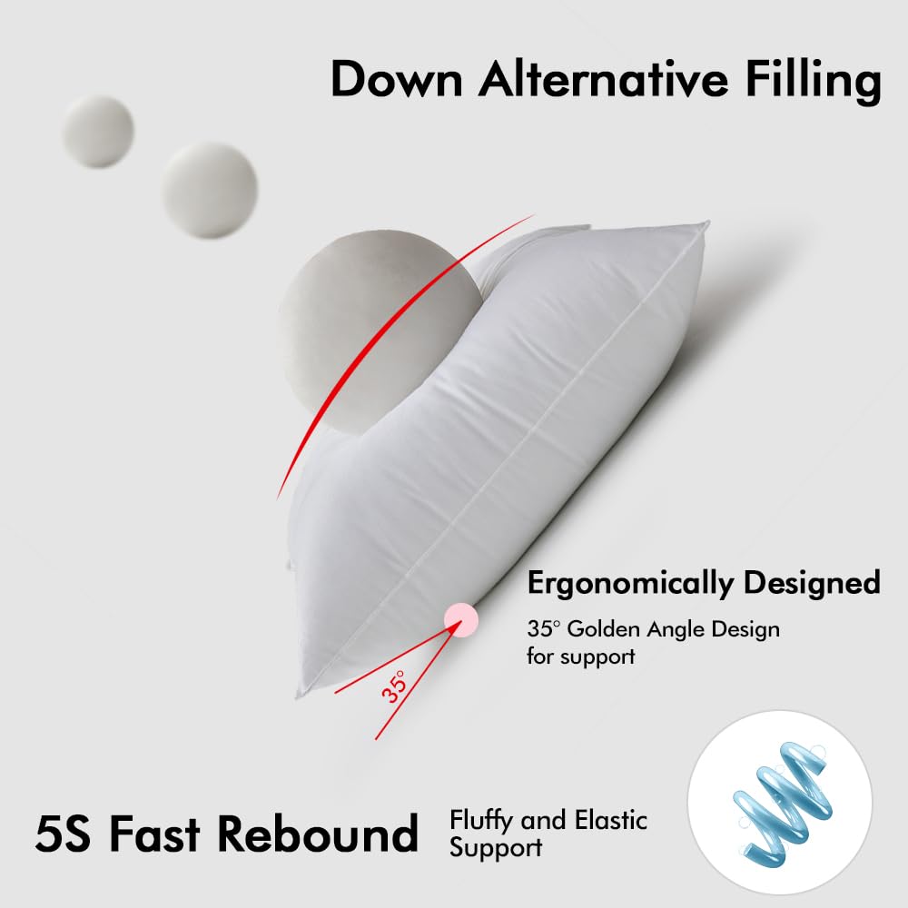 MIULEE 24x24 Down Alternative Pillow Insert Euro Decorative Throw Pillow 24 x 24 Inch Body Bed Sleeping Ultra Soft Fluffy Form for Sofa Couch Bed