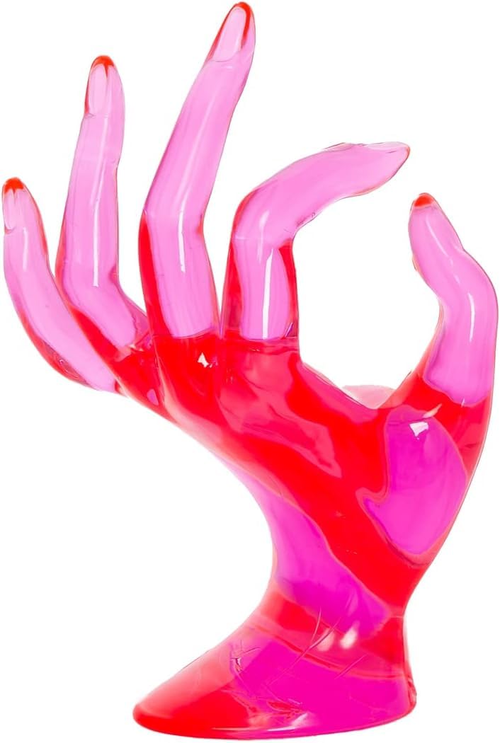 Maxsirui Hand Form Ring Holder Jewelry Display Organization Rack Bracelet Ring Watch Stand Support Aesthetic Y2k Room Decor (Rose Red)