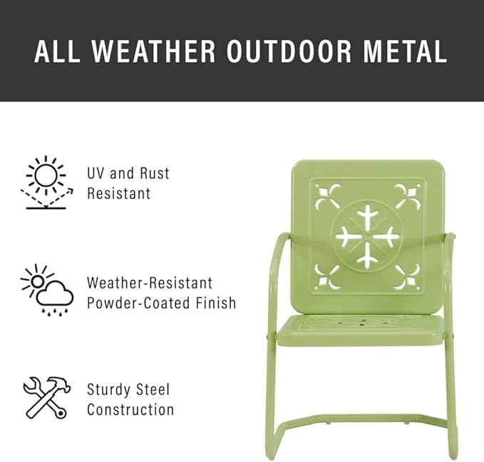 Crosley Furniture Azalea 2-Piece Outdoor Chair Set, Vintage Retro Metal Patio