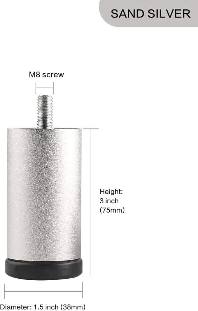 4 Pack Bed Support Legs 3 Inch Silver Furniture Cabinet Metal Legs Replacement