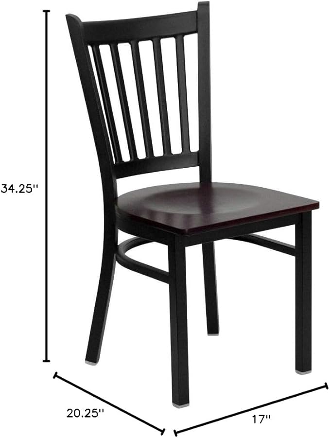 Flash Furniture HERCULES Series Black Vertical Back Metal Restaurant Chair