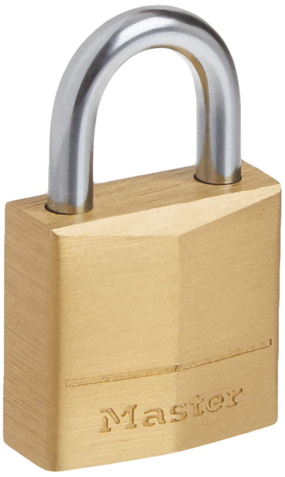 Master Lock Padlock, Solid Brass Lock, 3/4 in. Wide, 120Q (Pack of 4-Keyed Alike)