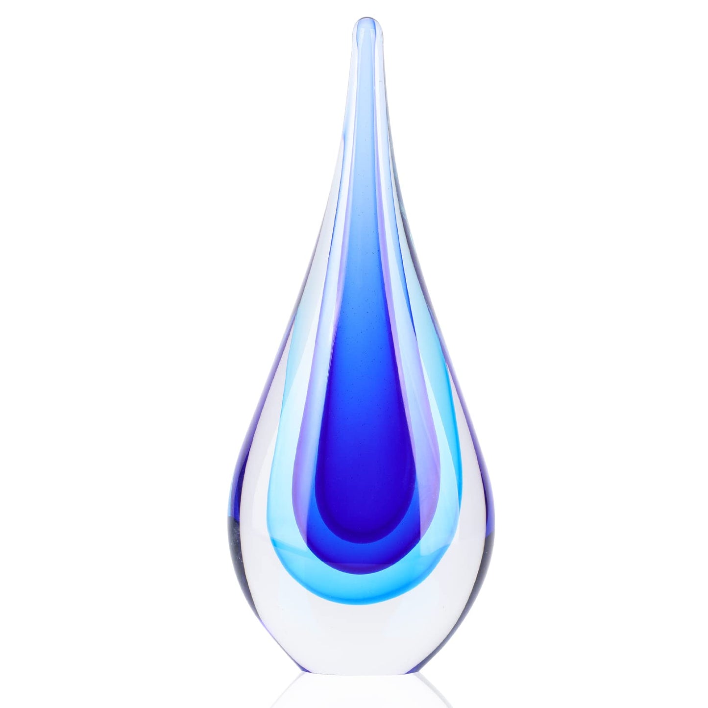 DOVDOV Blown Glass Sculpture, Blue Glass Art Collectible Statue, Unique Teardrop Ornament, Suitable for Office, Bookshelf, Dressing Table, Living Room Coffee Table, or Mantelpiece Display.