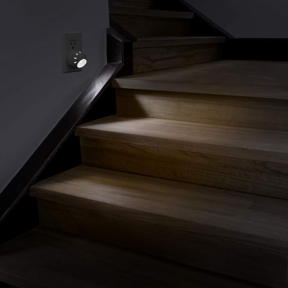 Emotionlite Plug-in Night Lights, Warm White LED Nightlight, 360° Rotation, Dusk to Dawn Sensor, Kids, Adult, Bedroom, Hallway, Bathroom,Kitchen, Stairways, Corridor, 6 Pack