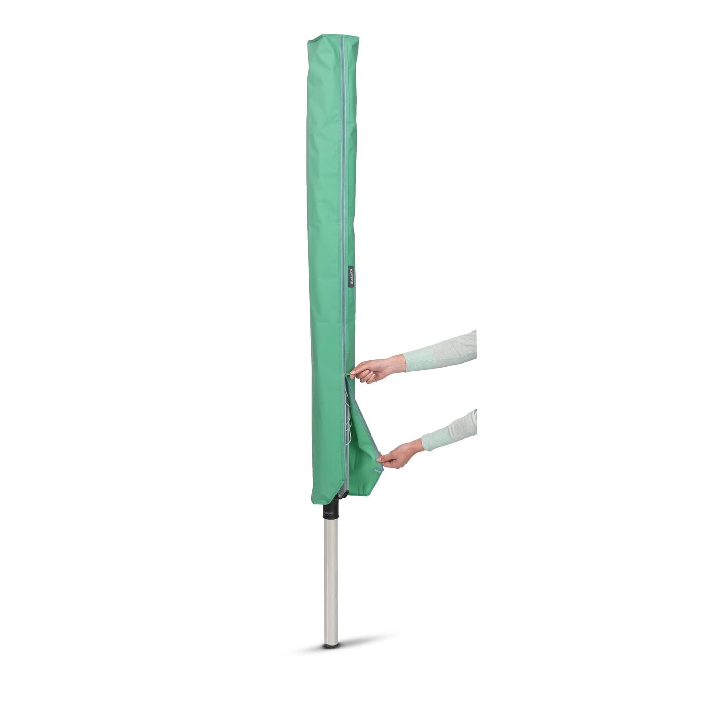 Brabantia Lift-O-Matic Outdoor 4 Arm Clothesline (197 ft/Ø 1.8") Height Adjustable, Folding Clothes Drying Rack + Ground Spike & Cover (Gray)